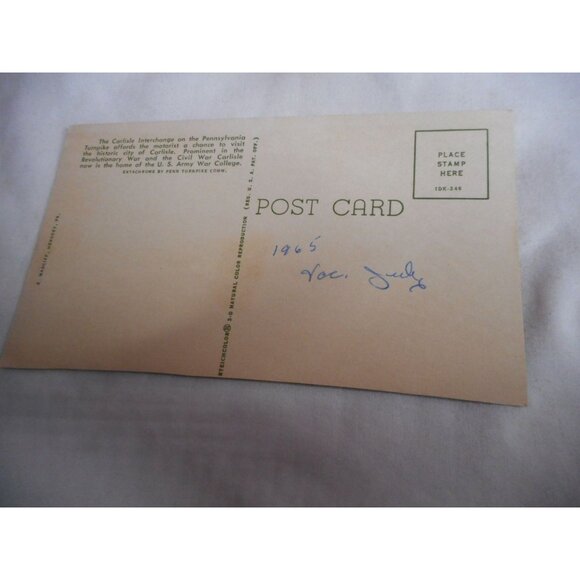 Vintage Postcard unposted Carlisle Interchange Road Turnpike PA - Picture 2 of 2